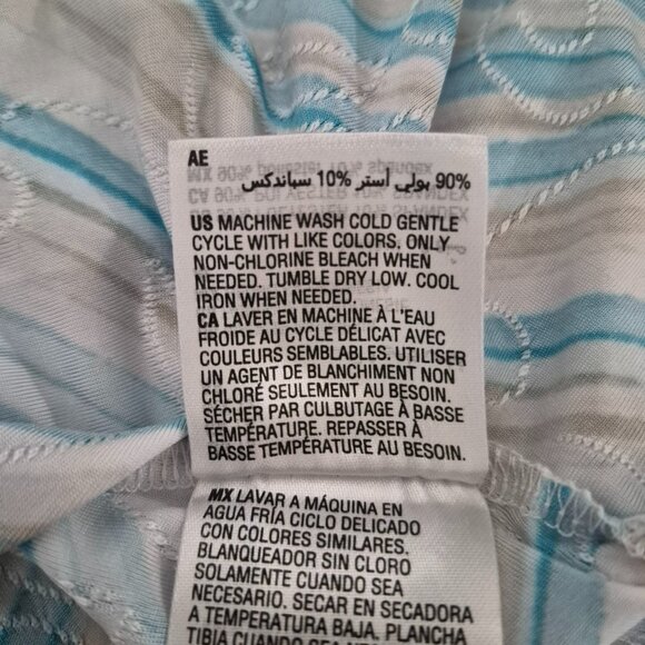 JM Collection Womens 1X Sharkbite 3/4 Sleeve Waterfall Top Blouse Blue Beige - Picture 16 of 16